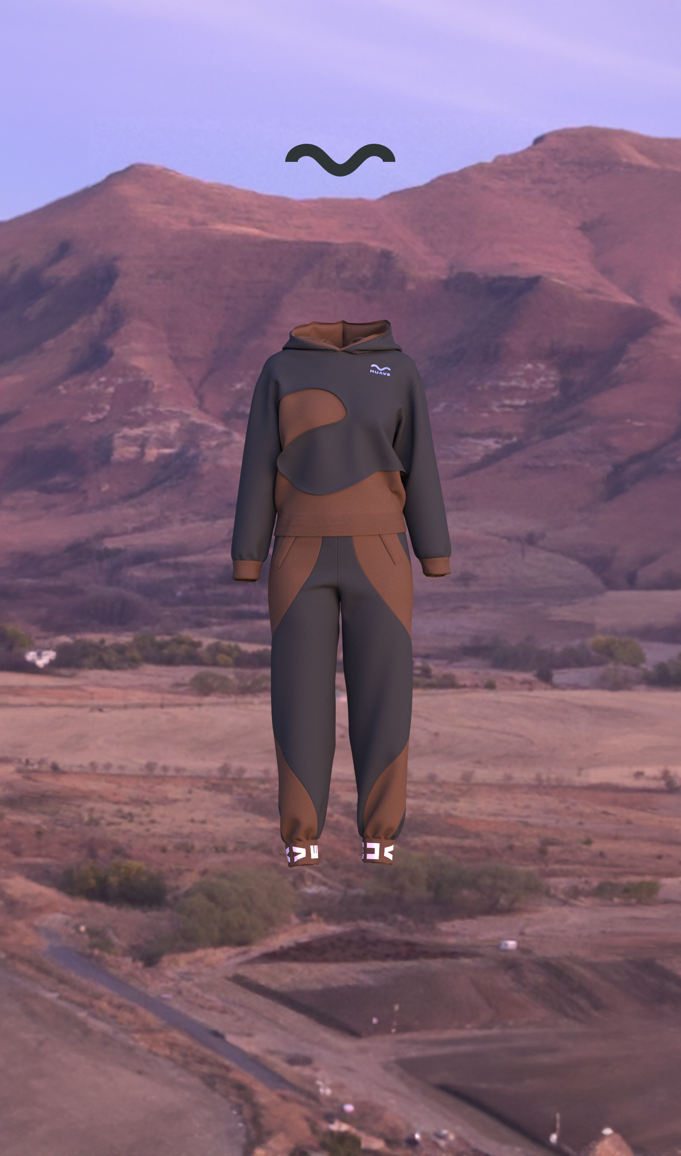 Muave brown set floating — mountains